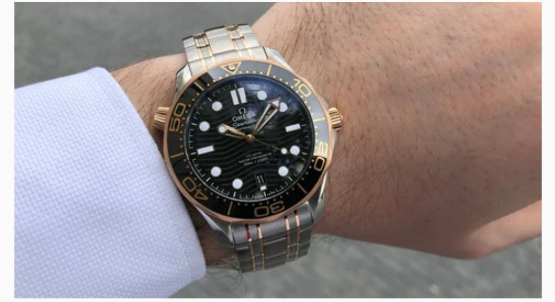 OMEGA SEAMASTER DIVER 300M TWO TONE MENS CO-AXIAL MASTER CHRONOMETER 42MM MENS WATCH