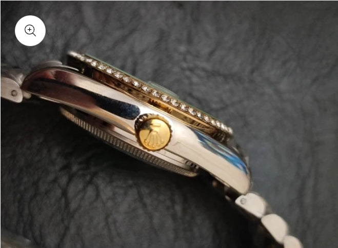 Date just diamond bezel silver dial