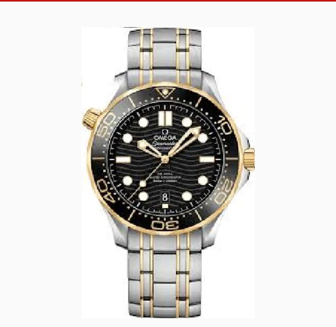OMEGA SEAMASTER DIVER 300M TWO TONE MENS CO-AXIAL MASTER CHRONOMETER 42MM MENS WATCH