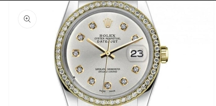 Date just diamond bezel silver dial