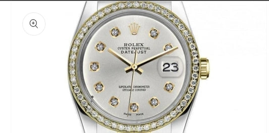 Date just diamond bezel silver dial