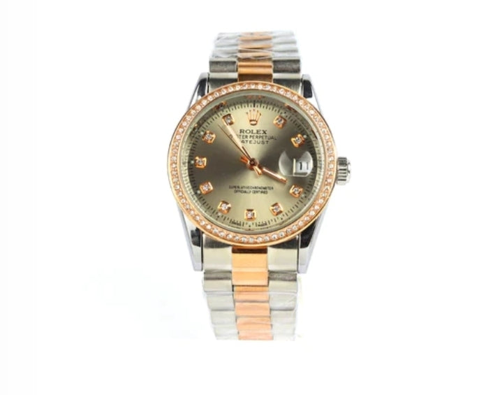 DATEJUST 36MM 2-TONE GOLD PINK JUBILEE DARK GRAY DIAL DIAMONDS MARKERS QUALITY 2A
