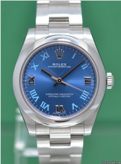 Rolex Oyster Perpetual 177200 Medium 31mm Deep Blue Dial 2009 With Papers