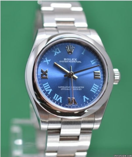 Rolex Oyster Perpetual 177200 Medium 31mm Deep Blue Dial 2009 With Papers