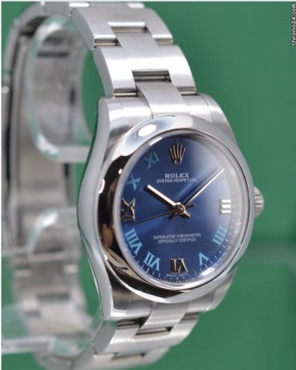 Rolex Oyster Perpetual 177200 Medium 31mm Deep Blue Dial 2009 With Papers