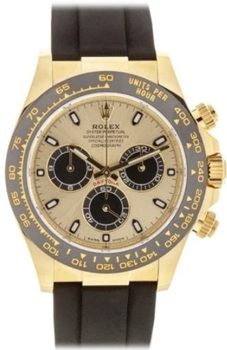 Rolex Cosmograph Daytona 40 Yellow Gold Rubber Strap Black & Champagne Dial 116518LN UNWORN - YEAR: 2022