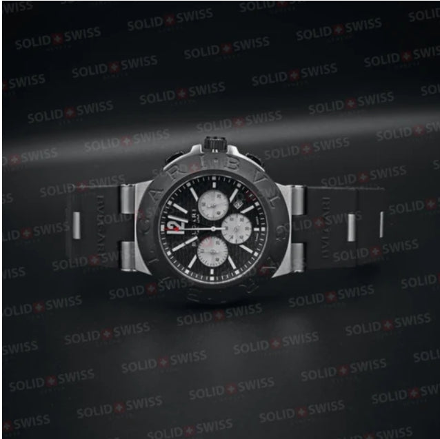 REPLICA BVLGARI ALUMINIUM 40MM GREYBLACK DIAL RUBBER BEZEL CHRONOGRAPH WATCH