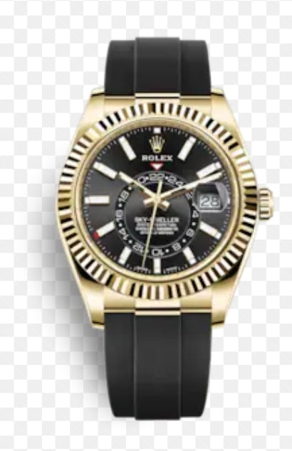 SKY-DWELLER BLACK DIAL AUTOMATIC MEN'S RUBBER WATCH LOW QUALLITY
